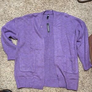 Purple Open-Front Cardigan